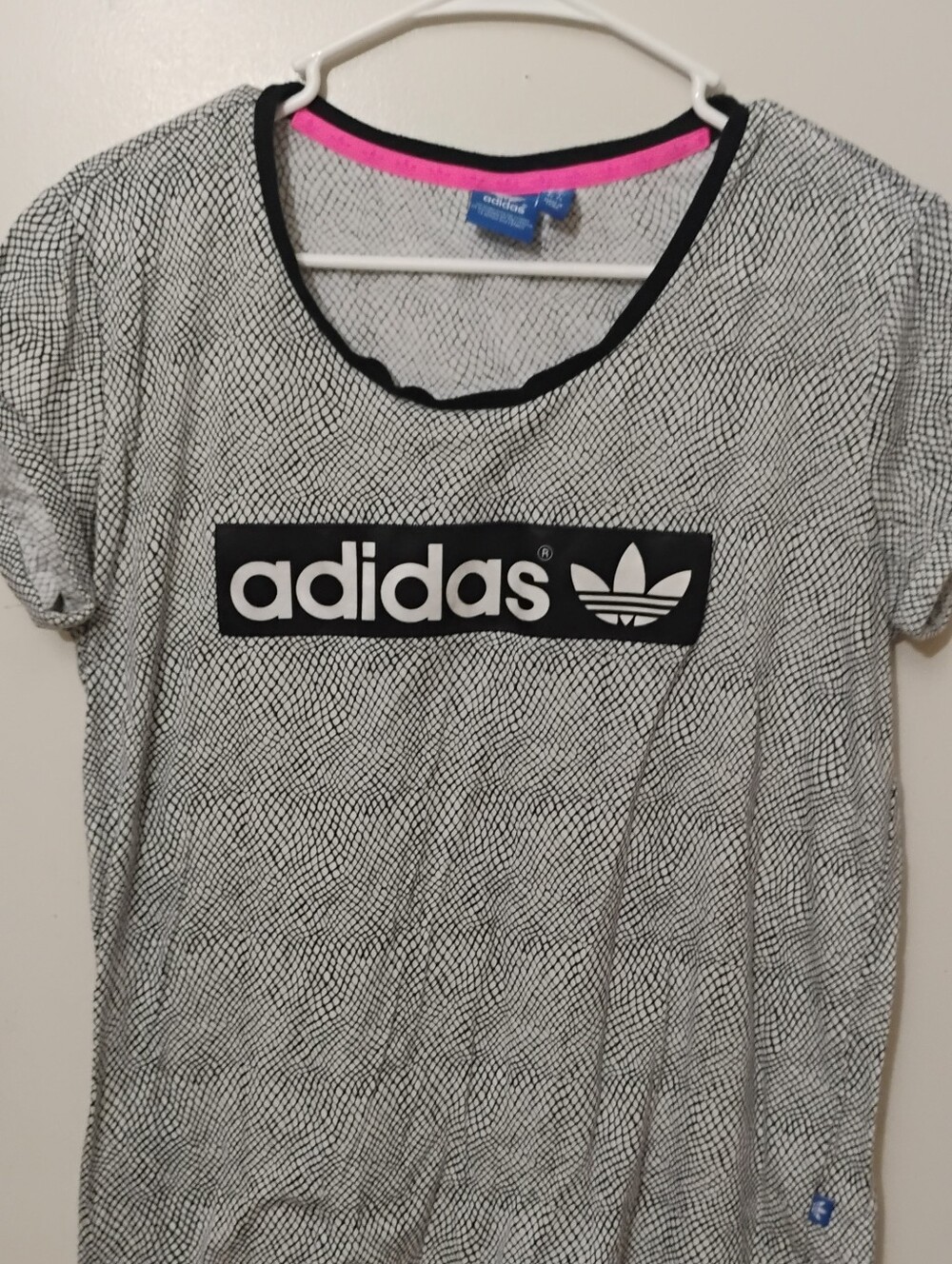 adidas Black, White & Pink Logo Tee